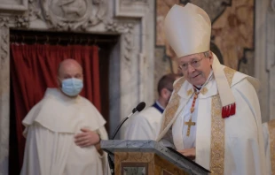 Cardinal George Pell at the annual Eucharistic procession at the Angelicum in Rome, May 13, 2021. Daniel Ibáñez/CNA.